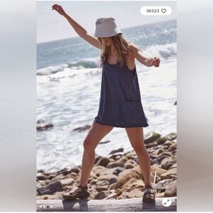 Free People Hot Shot Mini Dress Blue Indigo SMALL